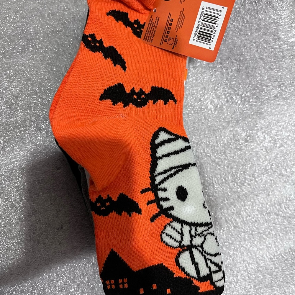 Hello Kitty Halloween Socks - Orange and Black